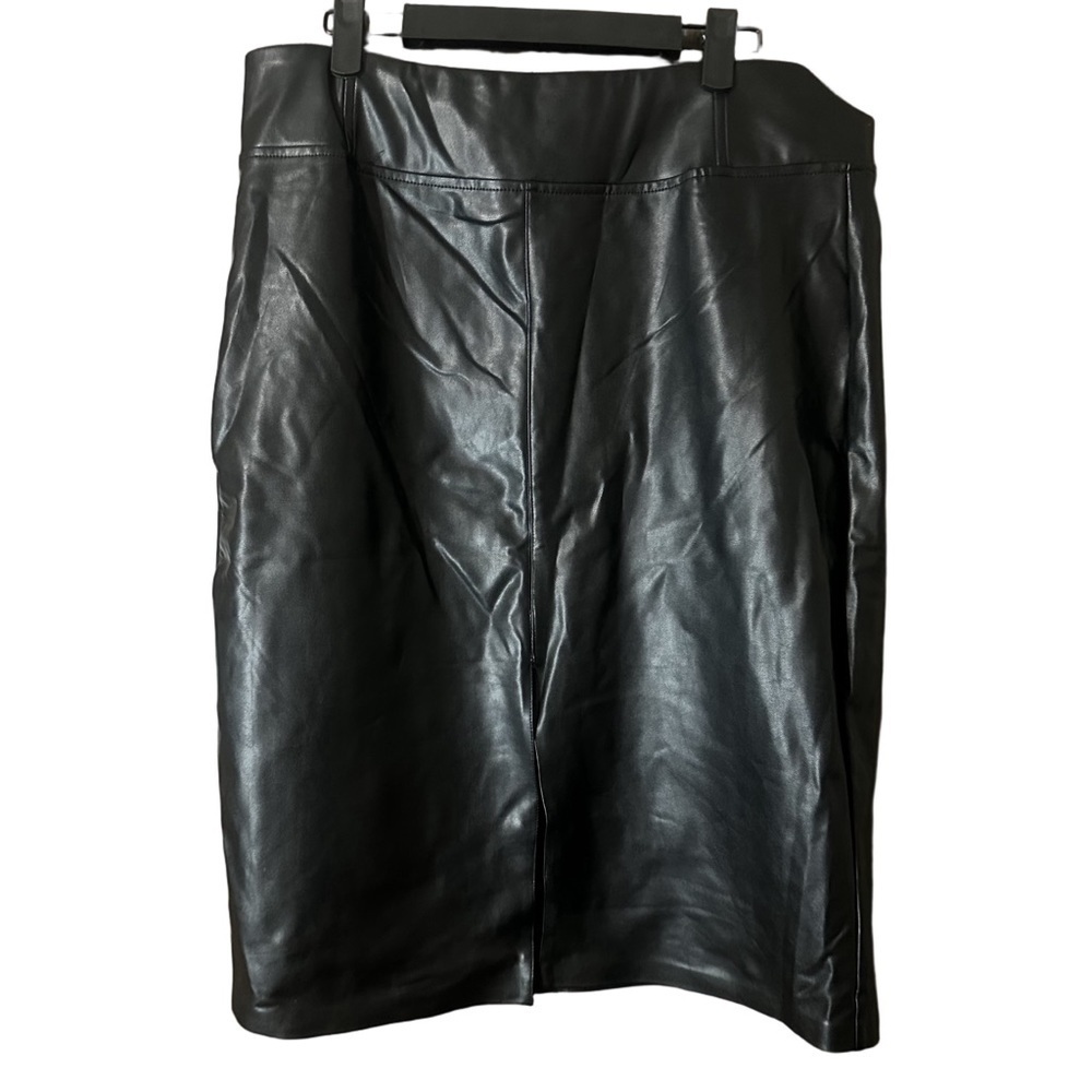 Laundry By Shelli Segal Vegan Faux Leather Black Pencil Mini Skirt Size Large